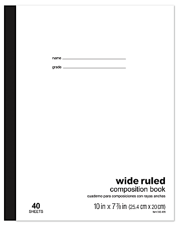 Office Depot® Brand Schoolmate Composition Book, 7-7/8" x 10", Wide Ruled, 40 Sheets