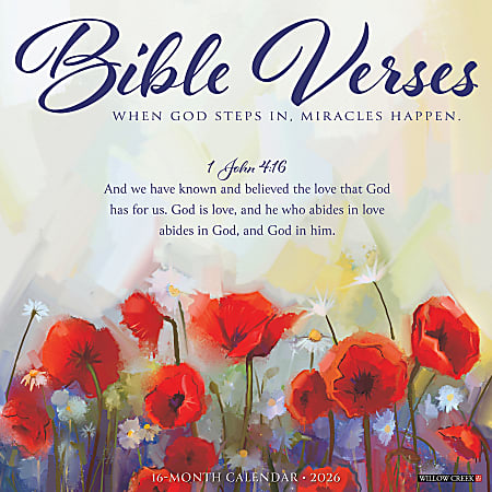 2026 Willow Creek Press Inspirational Monthly Wall Calendar, 12" x 12", Bible Verses, January To December, 50224