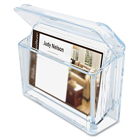 Deflecto® Outdoor Business Card Holder, 2.8" x 4.3" x 1.5", Clear
