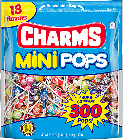 Charms Mini Pops, 3.47-Lb Bag, Assorted Flavors, Bag Of 300