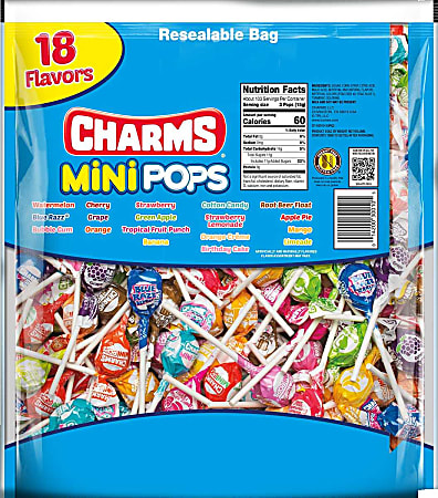 Charms Mini Pops 3.47 Lb Bag Assorted Flavors Bag Of 300 - Office Depot