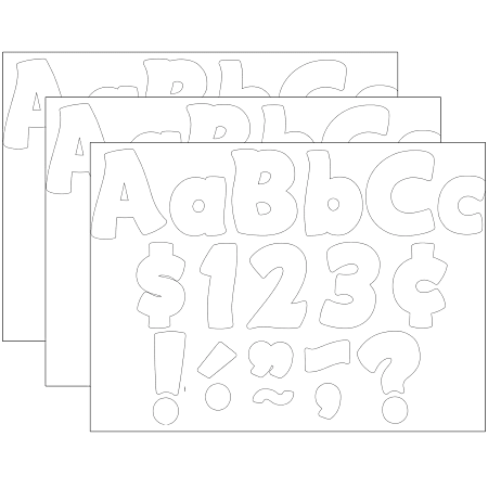Teacher Created Resources Letters Combo Pack, 4", White Funtastic, 208 Per Pack, Set Of 3 Packs