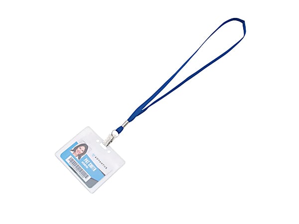 Advantus Flat Clip Lanyard - 36" Length - Blue - Woven, Metal - 100 / Box
