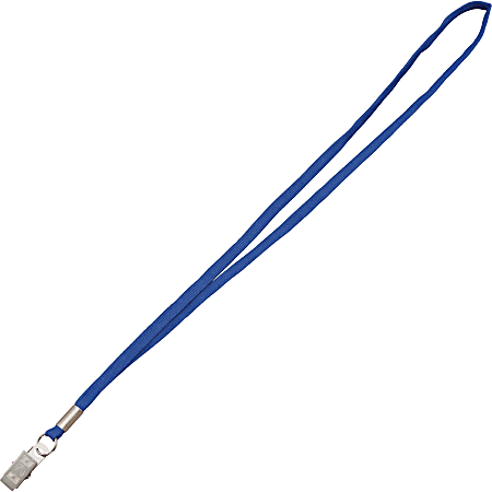 Advantus Flat Clip Lanyard - 100 / Box - 36" Length - Blue - Woven, Metal