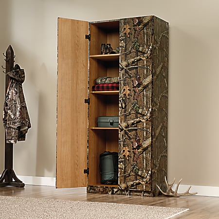 Sauder highland oak storage cabinet sale