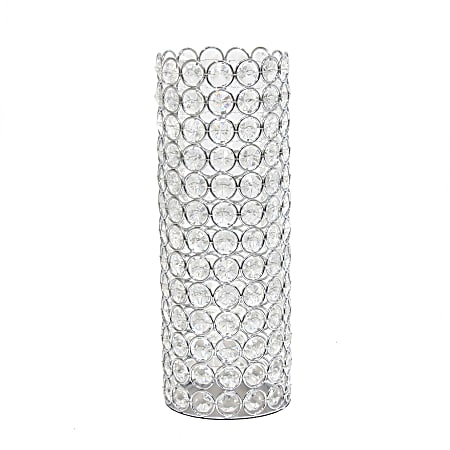 Elegant Designs Ellipse Crystal Decorative Vase, 11-1/4"H x 4"W x 4"D, Chrome