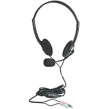 Manhattan Stereo On-Ear Headset (3.5mm), Microphone Boom, In-Line Volume Control, Foam Earpads, Standard 2x 3.5mm stereo jack/plug  - 164429