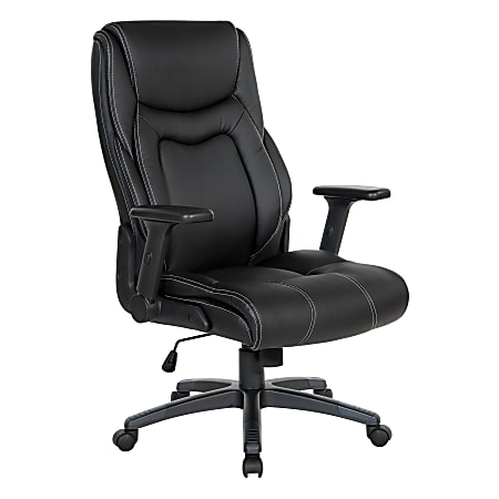 Office Star™ Ergonomic Leather High-Back Executive Office Chair, Black/White