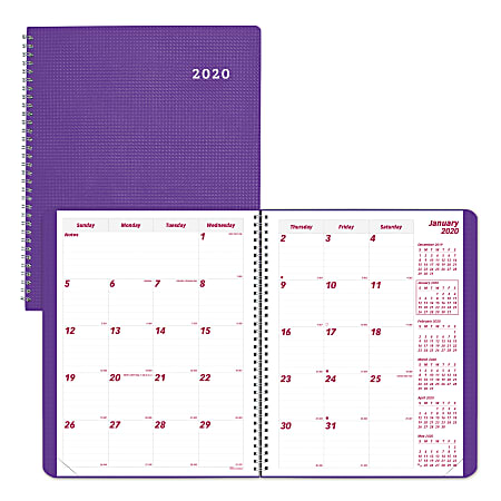 Brownline® Duraflex 14-Month Monthly Planner, 11" x 8-1/2", Purple, December 2019 to January 2021