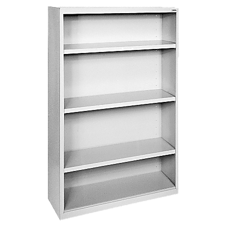 Lorell® Fortress Series Steel Modular Shelving Bookcase, 4-Shelf, 60"H x 34-1/2"W x 13"D, Light Gray