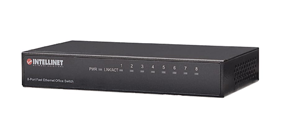 8-Port Fast Ethernet Office Switch, Desktop Size, Metal, IEEE 802.3az (Energy Efficient Ethernet), Box, 523318