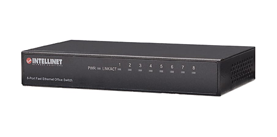 Intellinet 8-Port Fast Ethernet Office Switch, Desktop Size, Metal, IEEE 802.3az (Energy Efficient Ethernet), Box - Switch - 8 x 10/100 - desktop