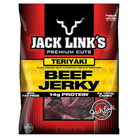 Jack Links Teriyaki Jerky, 3.3 Oz Bag