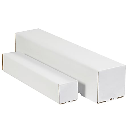 Partners Brand Square Mailing Tubes, 5"H x 5"W x 12"D, White, Pack Of 25