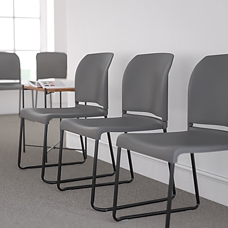 Flash Furniture HERCULES Series Full-Back Contoured Stack Chairs, Black/Gray, Set Of 5 Chairs