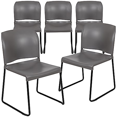 Flash Furniture HERCULES Series Full-Back Contoured Stack Chairs, Black/Gray, Set Of 5 Chairs