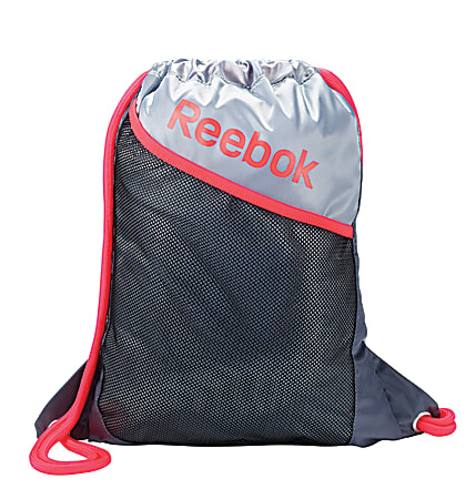 ★REEBOK★SPORTS GYM SACK BACKPACK Reebok Workout Backpack Gray W Black Comfort Straps Gym