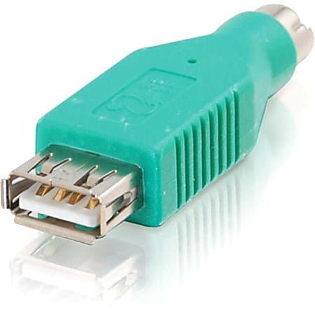 C2G USB to PS/2 Adapter - 1 x 6-pin Mini-DIN (PS/2) Keyboard/Mouse Male - 1  x 4-pin Type A USB Female - Green