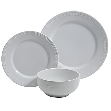 Gibson Home Royal Palace 12-Piece Dinnerware Set, Embossed White