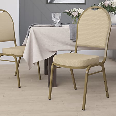 Flash Furniture HERCULES Series Dome Back Stacking Banquet Chair, Beige/Gold