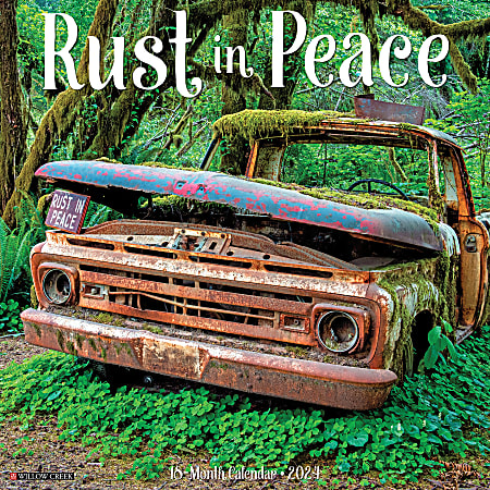 2024 Willow Creek Press Hobbies Monthly Wall Calendar, 12" x 12", Rust in Peace (Trucks), January To December