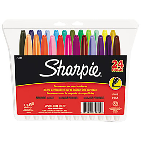 Sharpie Fine Tip Permament Marker, Assorted - 24 pack