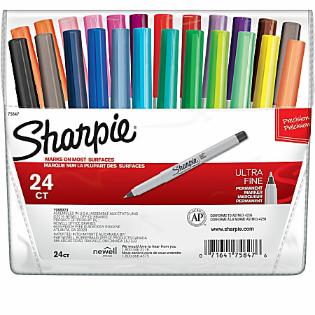 Sharpie Precision Point Permanent Markers Ultra Fine Point Assorted Colors  Set Of 24 - Office Depot