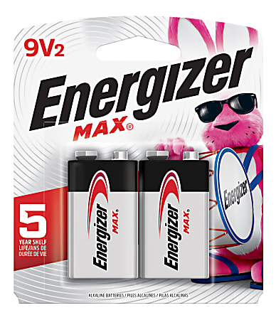 Energizer® Max® 9-Volt Alkaline Batteries, Pack Of 2