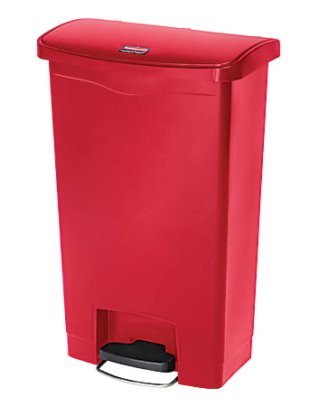 Rubbermaid® Slim Jim Rectangular Plastic Wastebasket, Step-On, 13 Gallons, Red