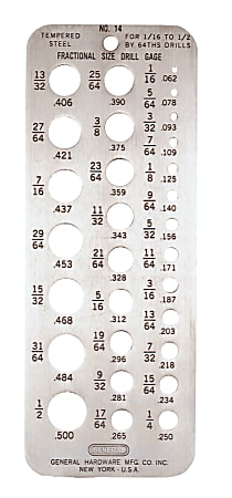 General Tools Drill Gauge, 1/16" to 1/2"
