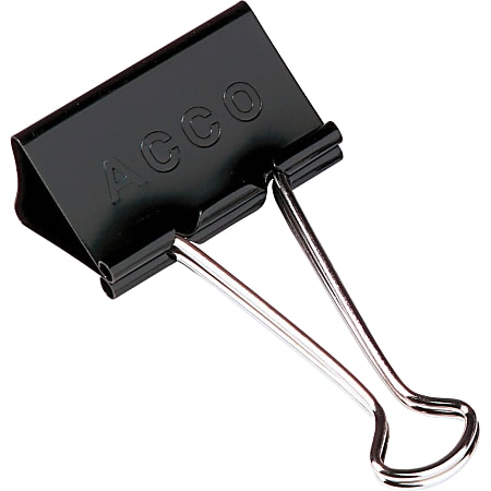 ACCO® Tempered Steel/Plastic Mini Binder Clips, 1/4" Capacity, Black, Box Of 12