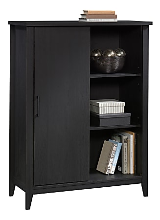 Sauder® Summit Station 52"H Bookcase With Sliding Door, Raven Oak