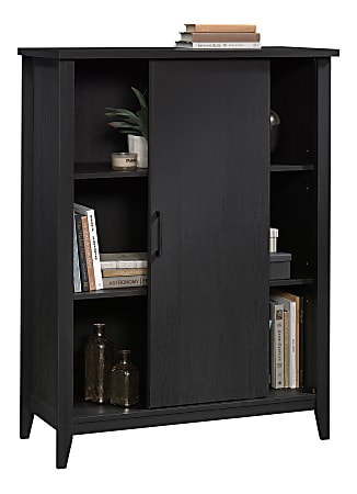 Sauder Summit Station 52 H Bookcase With Sliding Door Raven Oak
