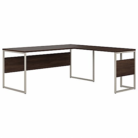 Bush® Business Furniture Hybrid 72"W L-Shaped Table Desk With Metal Legs, Black Walnut, Standard Delivery