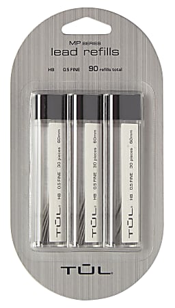 TUL® Lead Refills, 0.5 mm, HB Hardness, 30 Leads Per Tube, Pack Of 3 Tubes