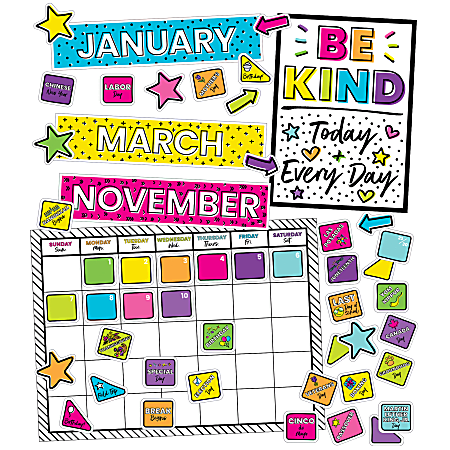 Carson-Dellosa Education Kind Vibes Calendar 129-Piece Bulletin Board Set