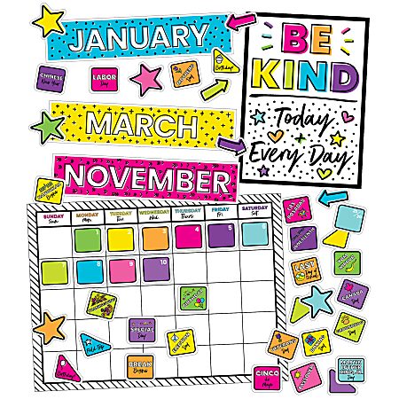 Calendar Bulletin Board Set, Kind Vibes, 129 Pieces