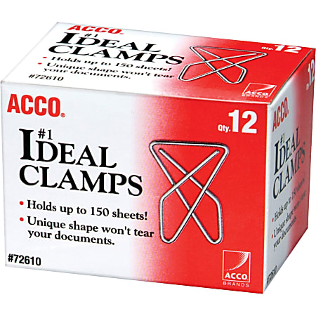 ACCO® Ideal Paper Butterfly Clamp, #1 Size (Large), Box Of 12