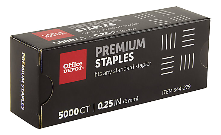 Office Depot® Brand Staples, 1/4" Premium, Full Strip, Box Of 5,000