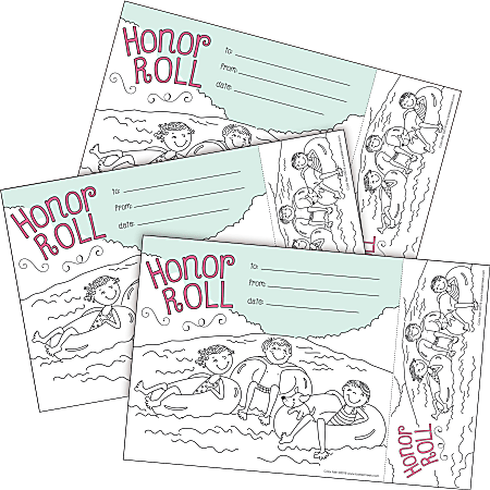 Barker Creek Color Me! Awards & Bookmarks Set, 8-1/2" x 5-1/2", Honor Roll, Set Of 90 Awards