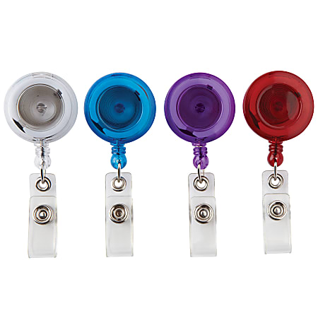 Office Depot Brand Retracting ID Card Reels Assorted Colors Pack Of 4 -  Office Depot