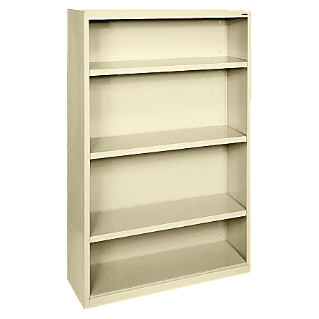 Lorell® Fortress Series Steel Modular Shelving Bookcase, 4-Shelf, 60"H x 34-1/2"W x 13"D, Putty