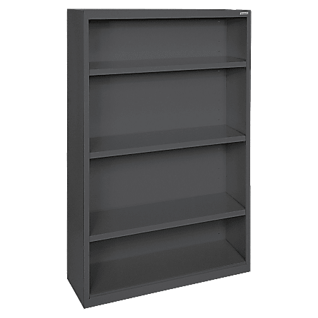 Lorell® Fortress Series Steel Modular Shelving Bookcase, 4-Shelf, 60"H x 34-1/2"W x 13"D, Black