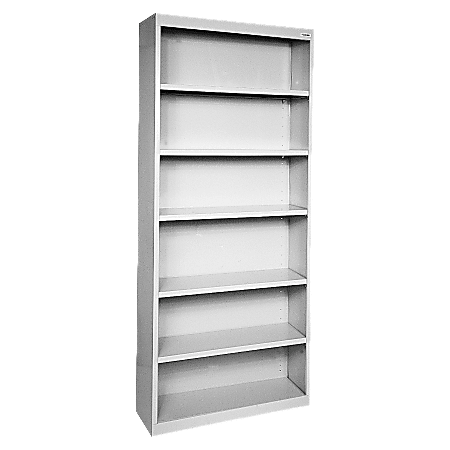 Lorell® Fortress Series Steel Modular Shelving Bookcase, 6-Shelf, 82"H x 34-1/2"W x 13"D, Light Gray