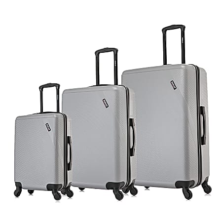 DUKAP Discovery ABS Hardside Spinner 3-Piece Luggage Set, Silver