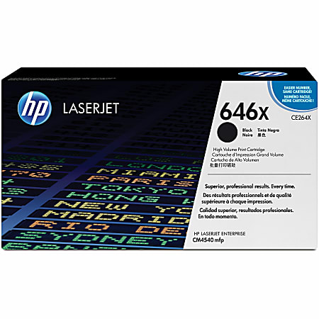 HP 646X Black High Yield Toner Cartridge, CE264X