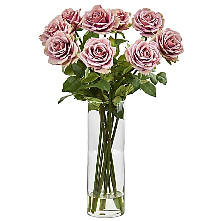 Nearly Natural Rose 19”H Artificial Floral Arrangement With
