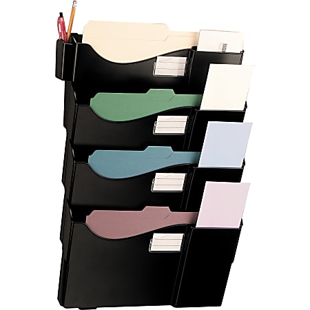 Office Depot® Brand Wall 4 Pockets, Letter Size/Legal Size, Black
