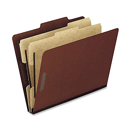 Oxford® Pressboard Classification Folders, Letter Size, 2" Expansion, 2 Dividers, Red, Box Of 10