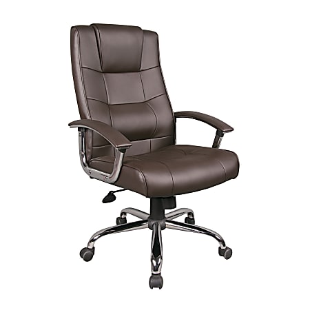 Carlin High-Back Bonded Leather Chair, 46 7/8"H x 26"W x 29 9/16"D, Dark Brown